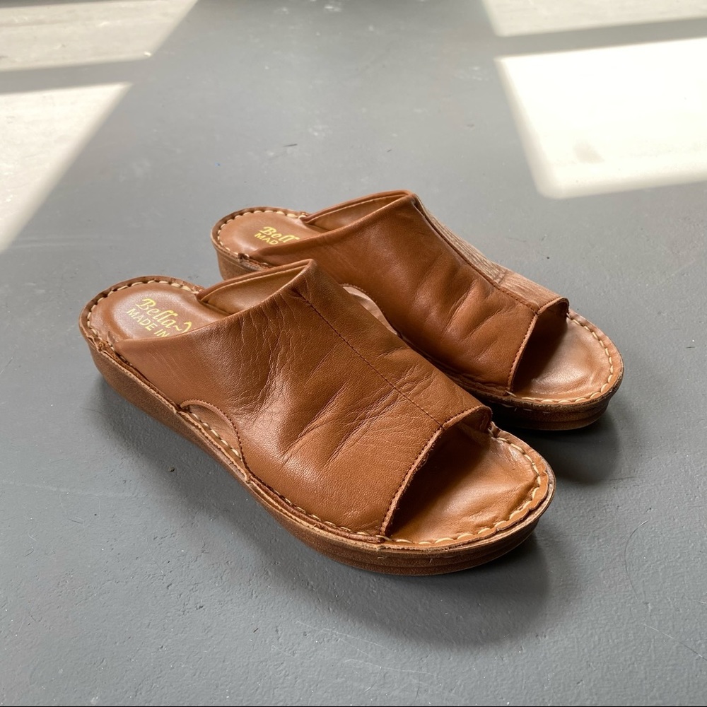 Italian leather slide sandals
